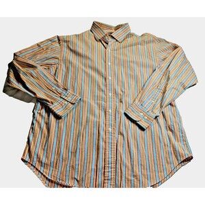 Polo Ralph Lauren Regent Mens Cotton orange Striped Dress Shirt XL 17 1/2 34/35